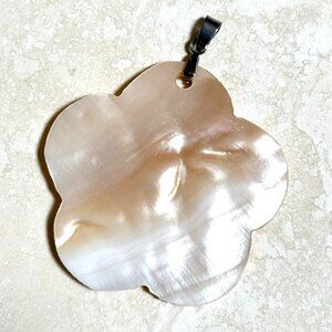 Large Pink Tone Mother of Pearl Flower Pendant